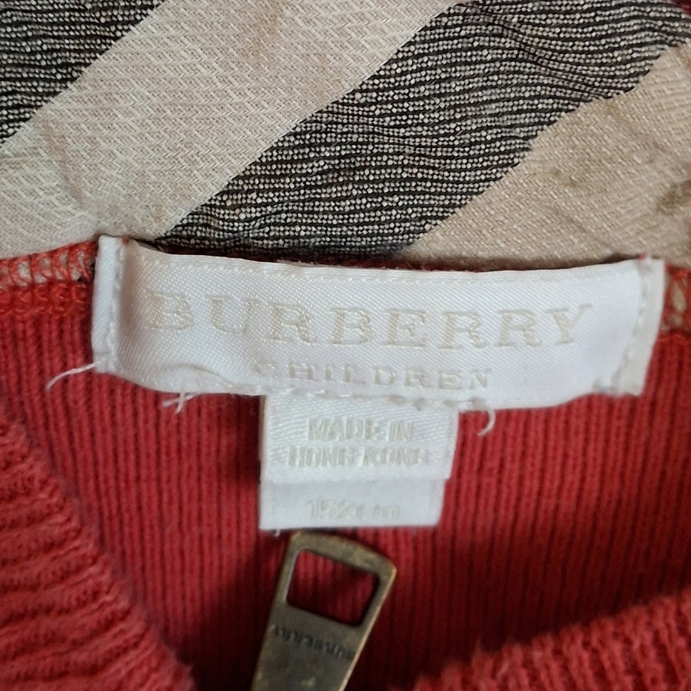 Burberry Kids Red Hooded Zip Up Sweashirt Girls Size 12 Years - Picture 9 of 10
